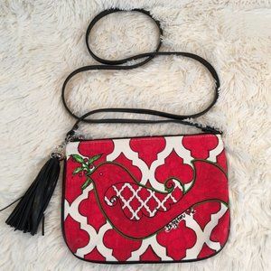Brighton Red/White Crossbody Purse with Tassle